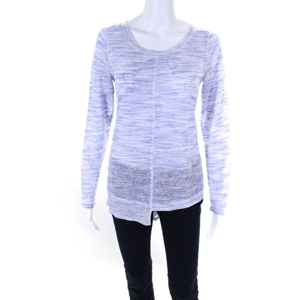 Akemi Kin Womens Round Neck Long Sleeve Pullover Knit Blouse Top Blue Size XS